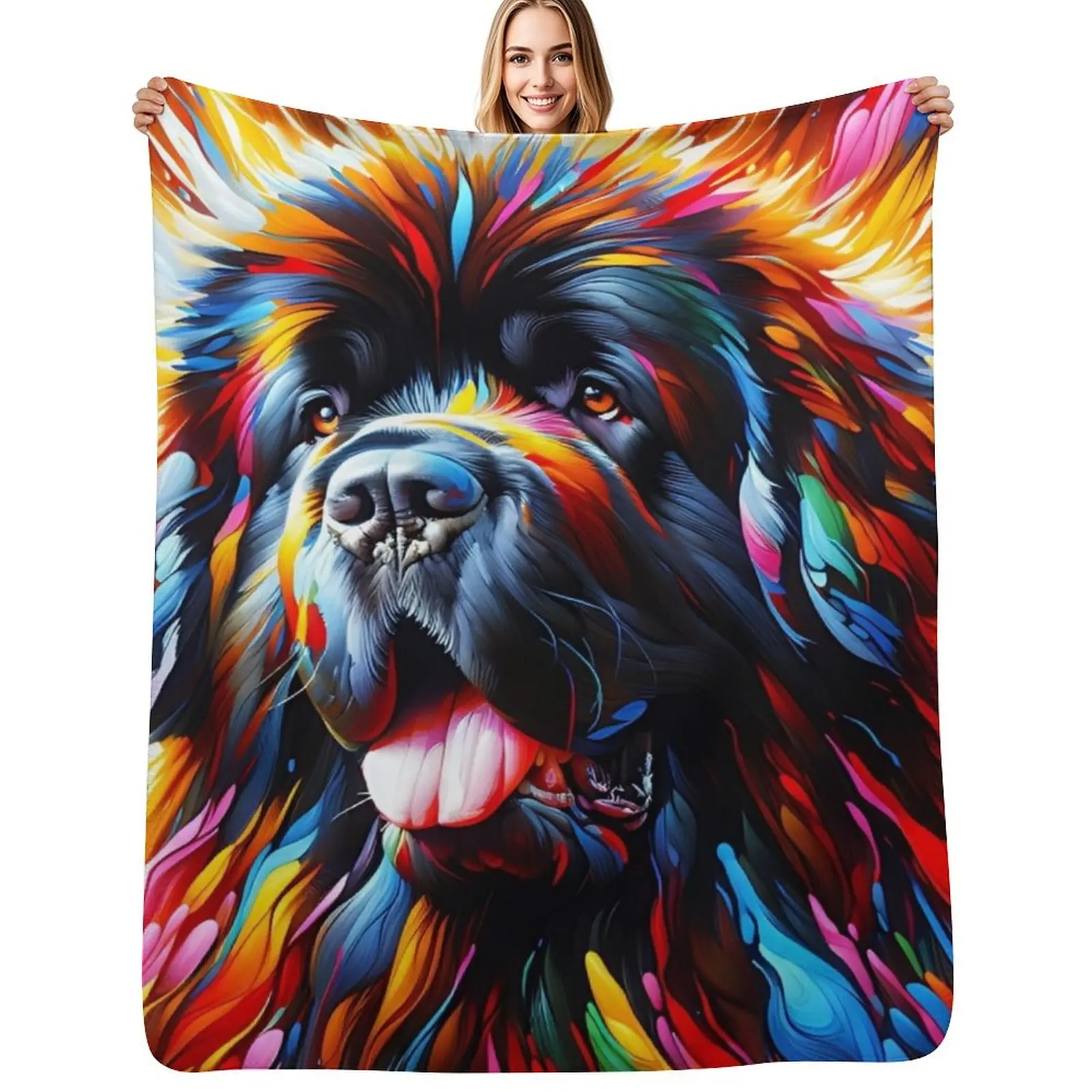 Newfoundland Dog Acrylic Print Doggo Portrait Pet Lovers Throw Blanket warm winter warm for winter Hair Sofa Throw Blankets