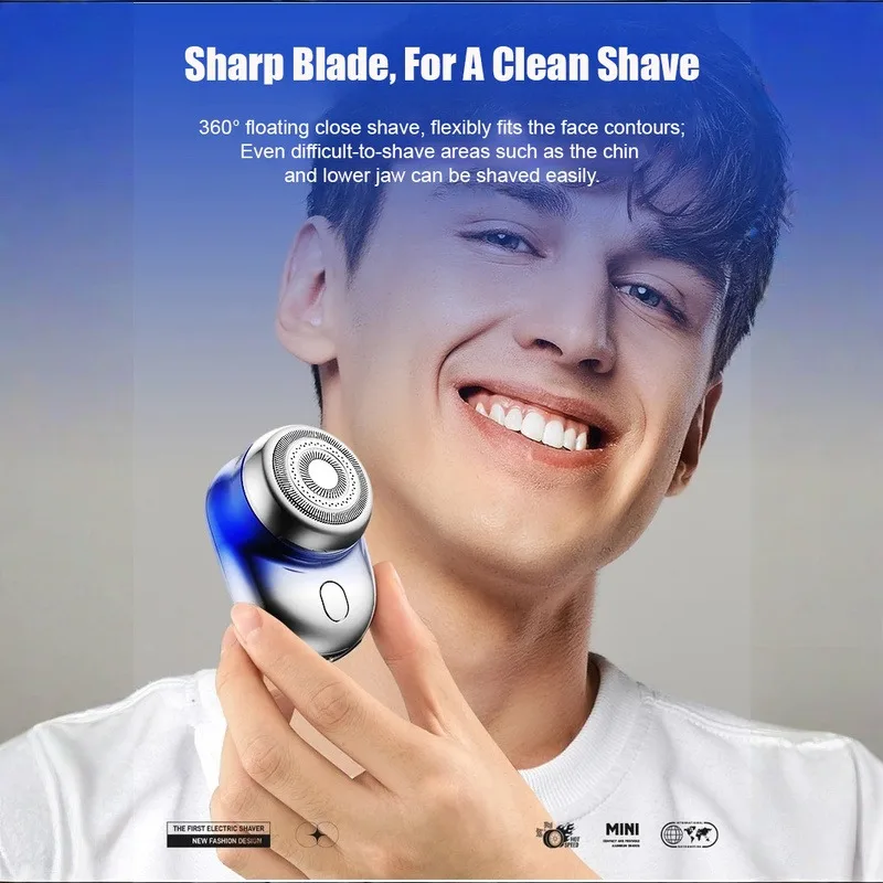 Men's intelligent digital display 3D floating blade electric shaver TYPE-C fast charging IPX7 waterproof portable shaver