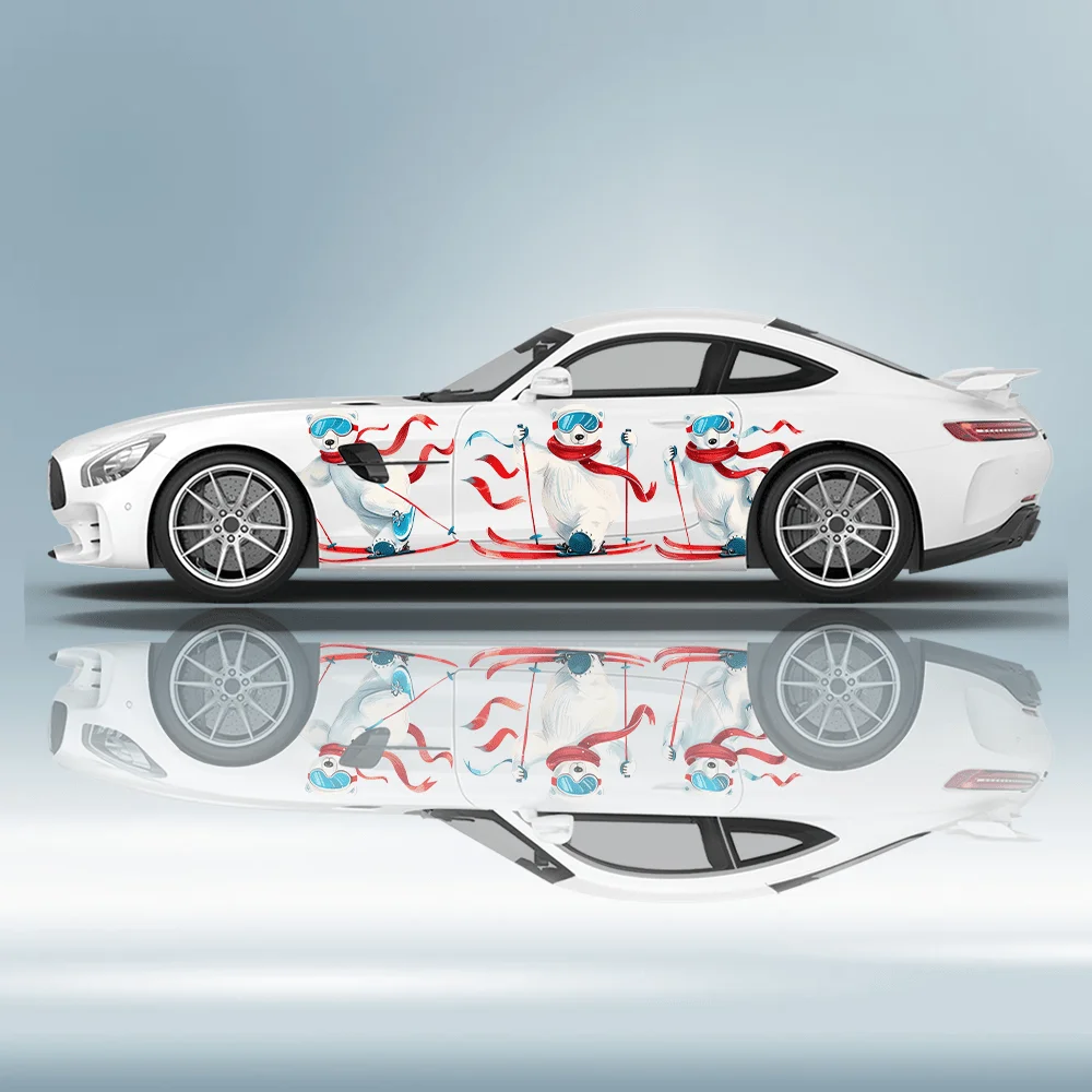 

Cute Polar Bear Skiing Car Vinyl Wraps Decal Self-adhesive PVC Sticker Suitable for Trucks SUV Decoration Auto Accessories Gift