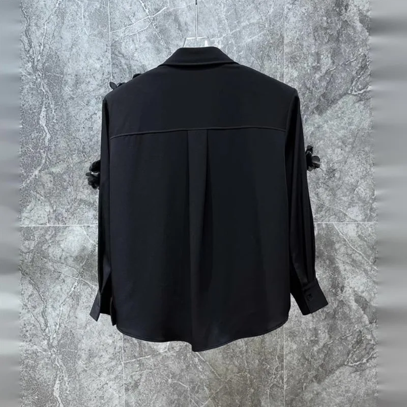 WVGA Spring Autumn New Men Trendy Heavy-duty Design Embroidered Three-dimensional Long Sleeve Shirt Korean Style Tops Ins W25942