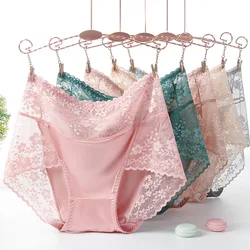 Satin Panties Women's Large Size Sexy Lace High Quality High Waist Comfortable Briefs Ladies Female Underwear Plus Size Women