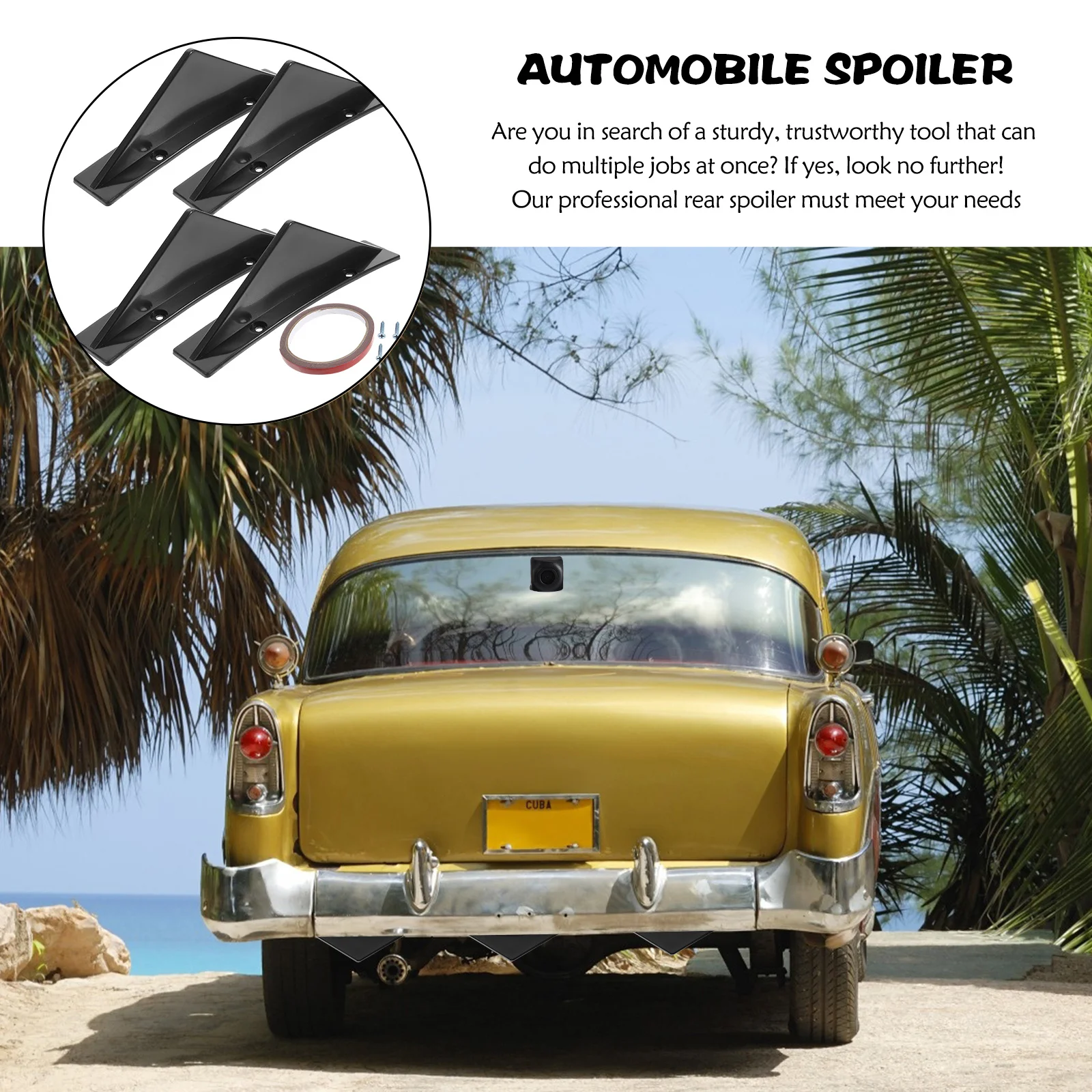 

4Pcs Rear Spoiler Triangle Car Body Universal Car Styling Diversion Spoiler Lip for Truck Suv Bumper Diffuser Automotive