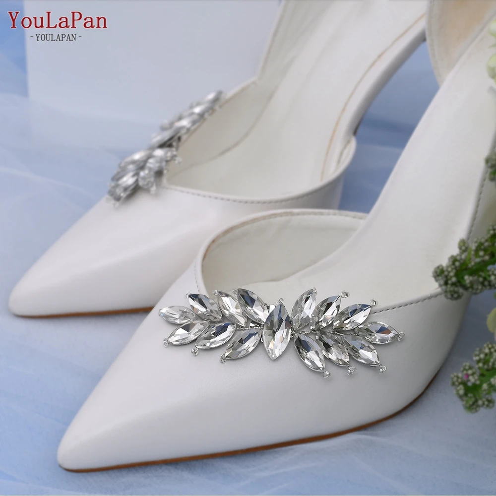 YouLaPan HX31 2pcs Shoe Clip Rhinestone Removable Shoe Buckle Women Wedding High Heels Decoration Accessories Bridal Shoes Clips