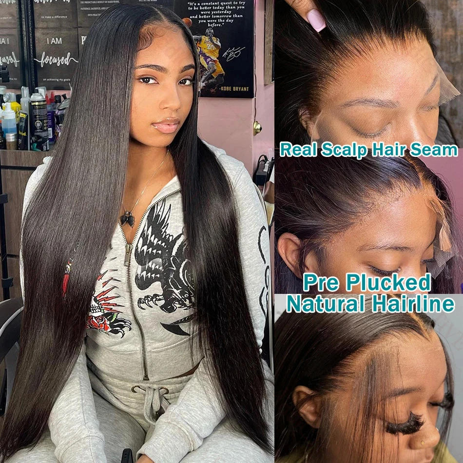 250% HD Bone Straight 13x6 Lace Front Human Hair Wigs 30 40 Inches Transparent 13x4 Lace Frontal Wig 5x5 Closure Remy Hair Wig