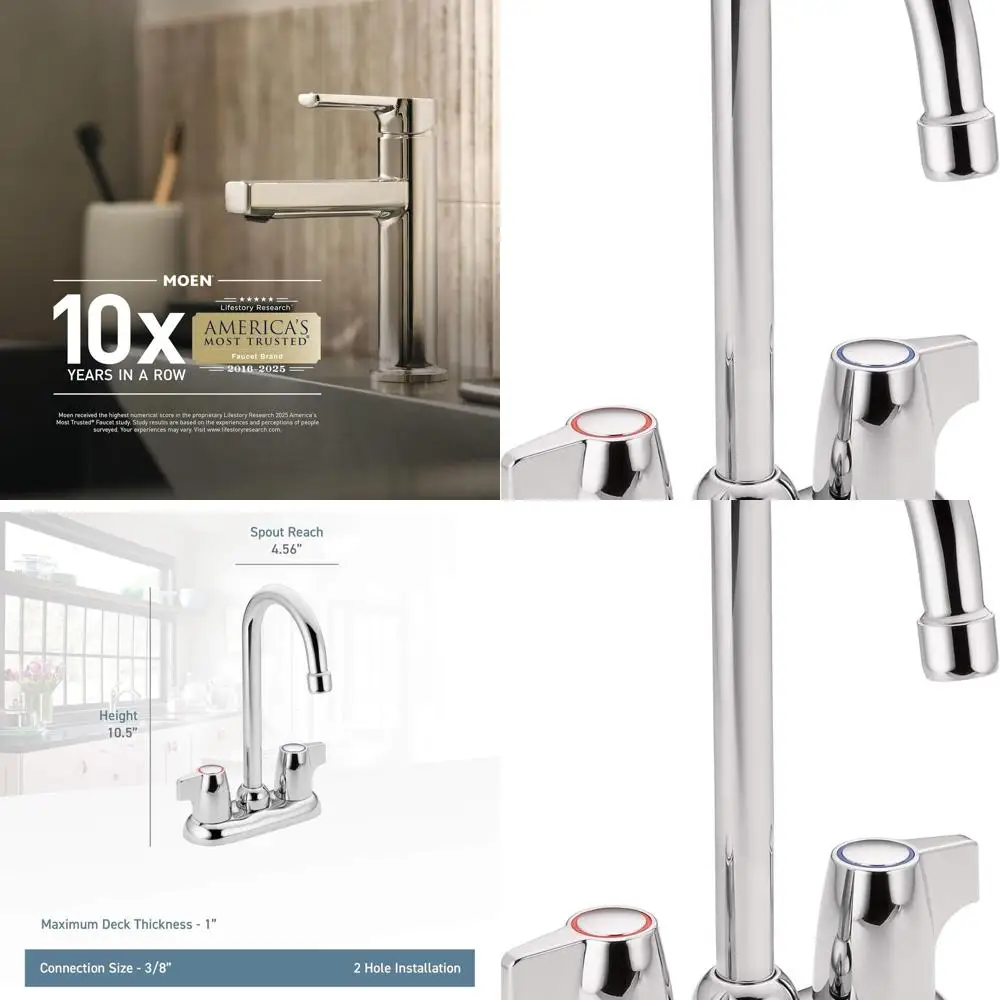 

High-Arc Dual Handle Bar Faucet in Chrome Finish, 4903 Model