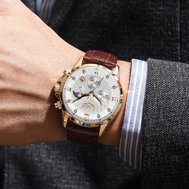 LIGE Mens Watches Casual Business Watch Men Luxury Waterproof Date Luminous Chronograph Wristwatch Quartz Watch Leather Clock image 5