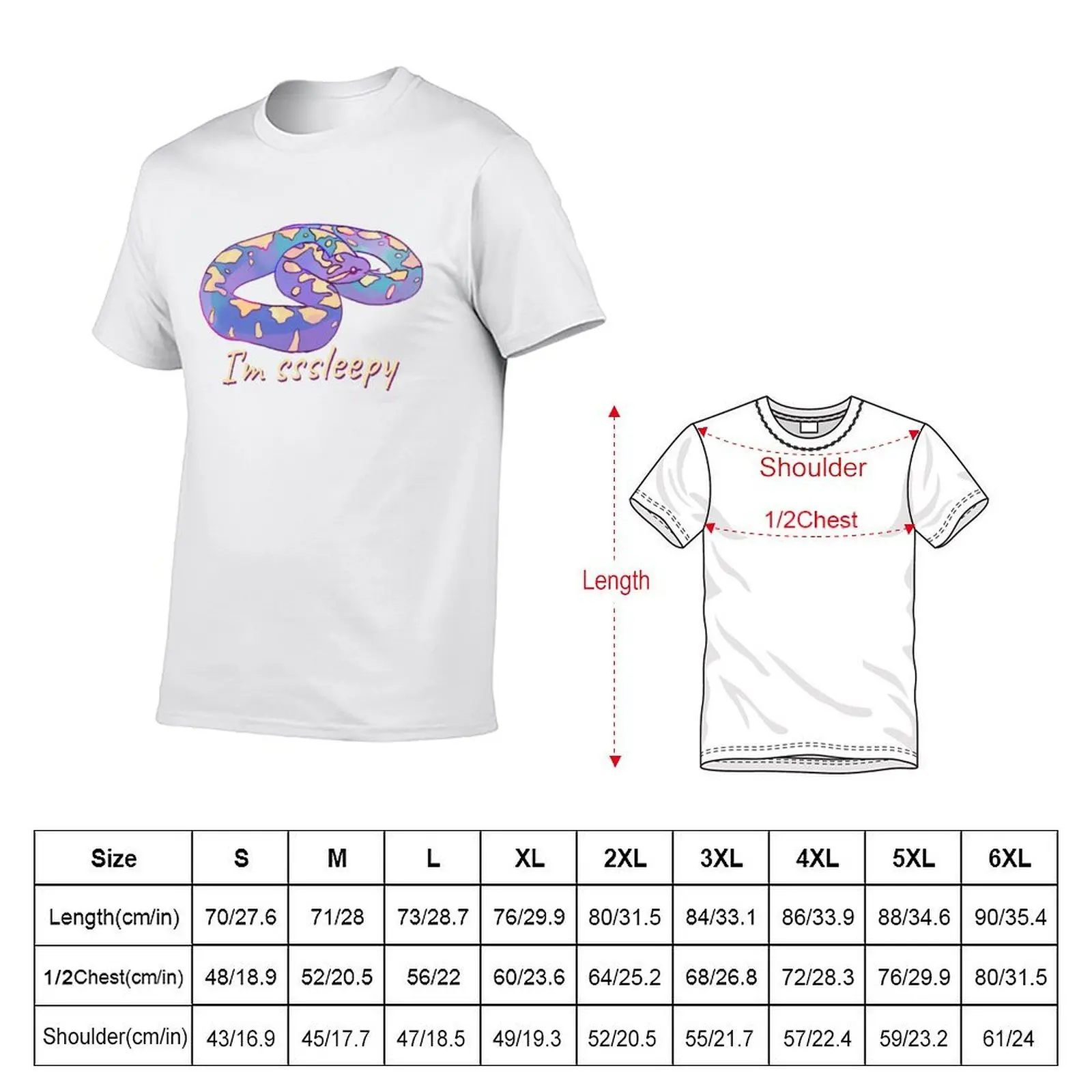 Cute watercolor snake I'm sleepy T-Shirt man tshirt man t shirts for men casual T-Shirt