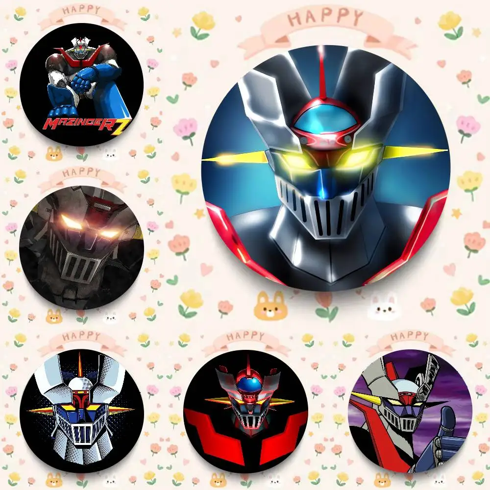 Anime Mazinger Z Round Brooch Brooches Cartoon Badge Pins Backpack Hat Accessories Friend Gift