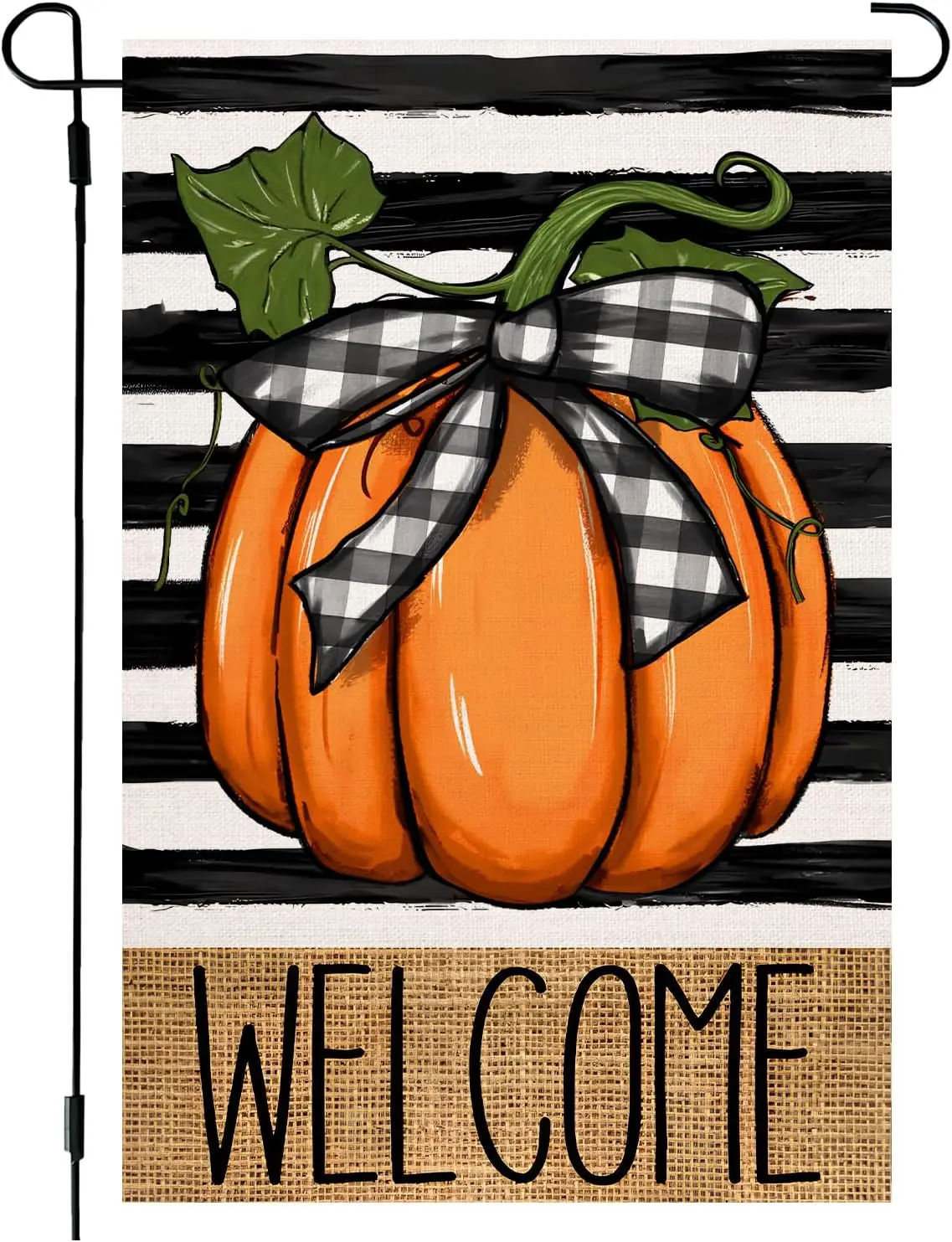 Fall Pumpkin Welcome Garden Flag 12×18 Inch Double Sided for Outside Halloween Autumn Holiday Outside Decoration Seasonal Yard F