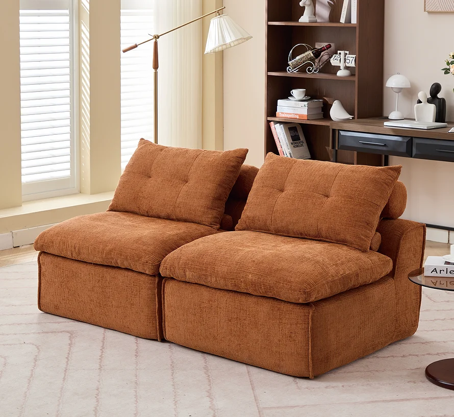 #Modular Convertible Sofa Set No Armrests DIY Adjustable Soft Chenille Fabric Modern Design Apartment-Friendly