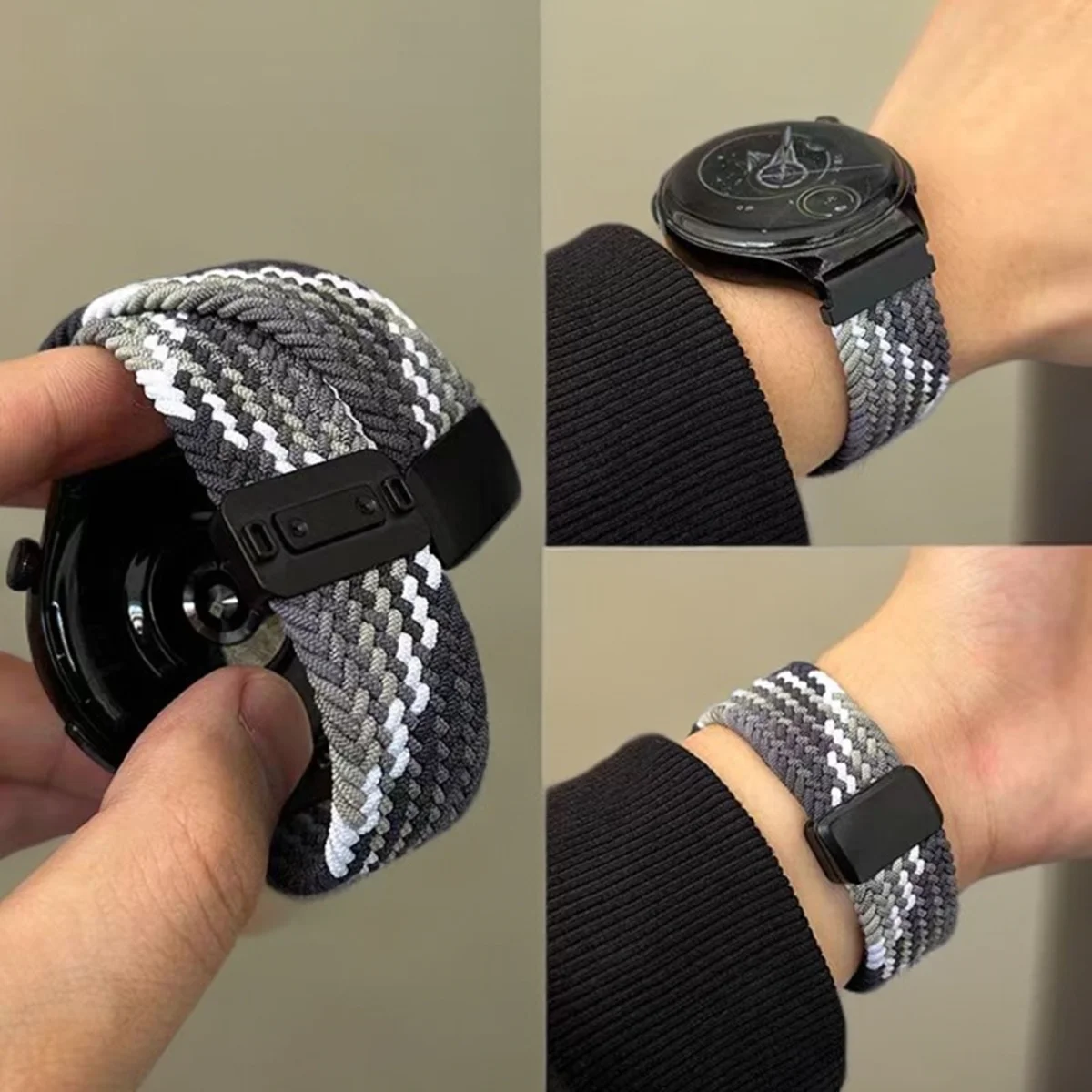 Geflochtenes Magnetarmband für Huawei Watch GT6/GT6 Pro 41mm 42mm 46mm Nylon-Elastikschlaufe für Garmin Vivomove3/Venu/Amazfit Watch – Detail 8