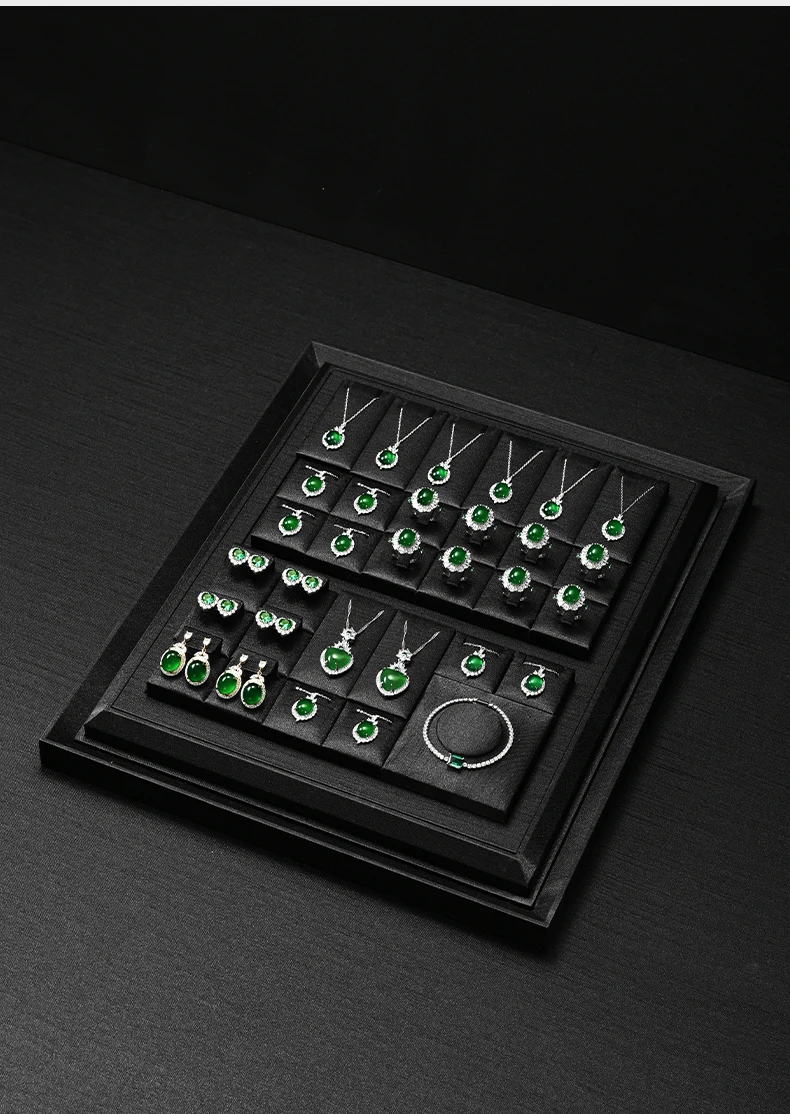 Oirlv Schwarzes Seidenstoff-Schmuckdisplay-Set, Mehrfach-Organizer für Halsketten, Ringe, Ohrringe, Edelsteine, für Ladentheken – Detail 5