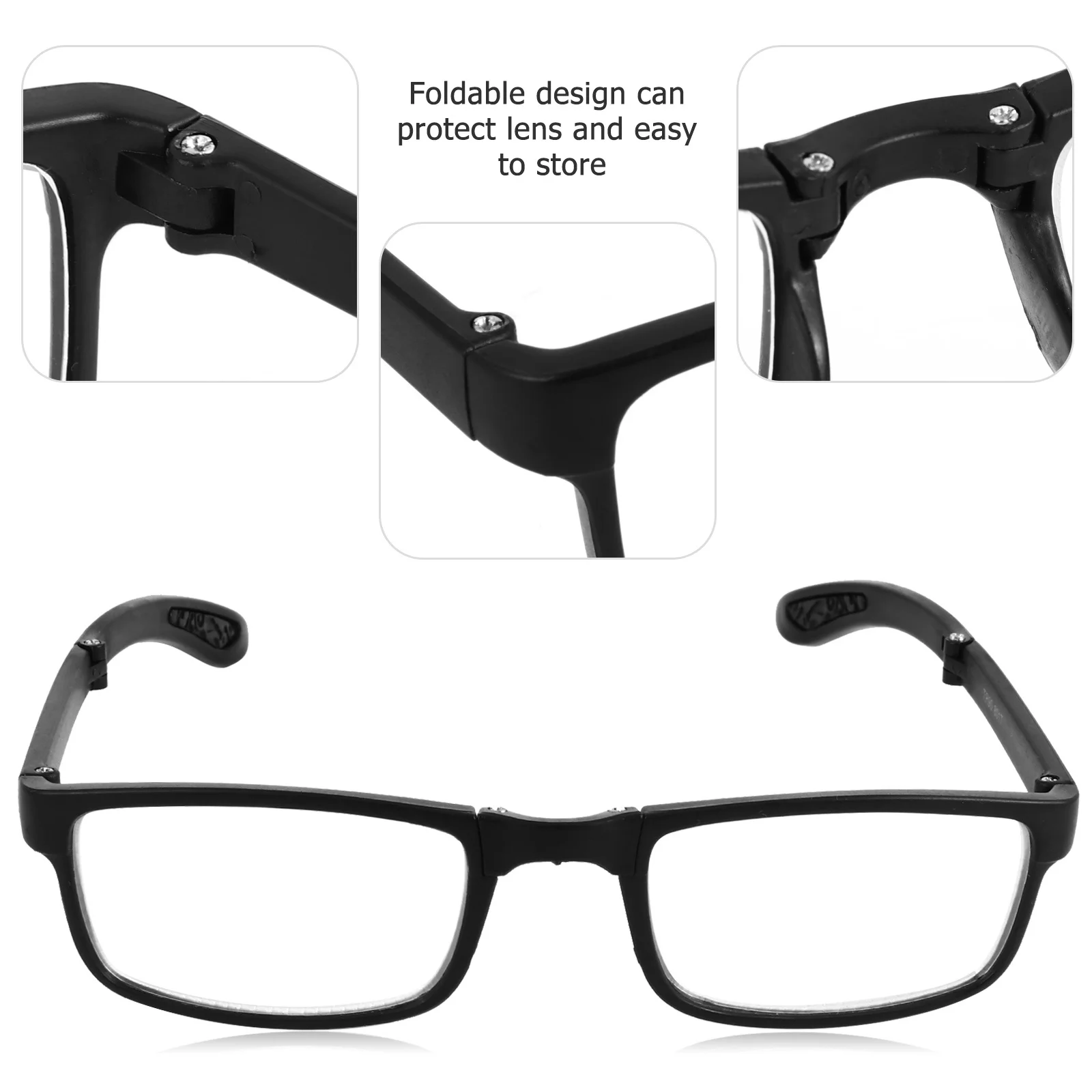 

Black Portable Folding Glasses Unisex Durable Lightweight Compact for Reading Sewing Carving with Storage Box Portable Glasses