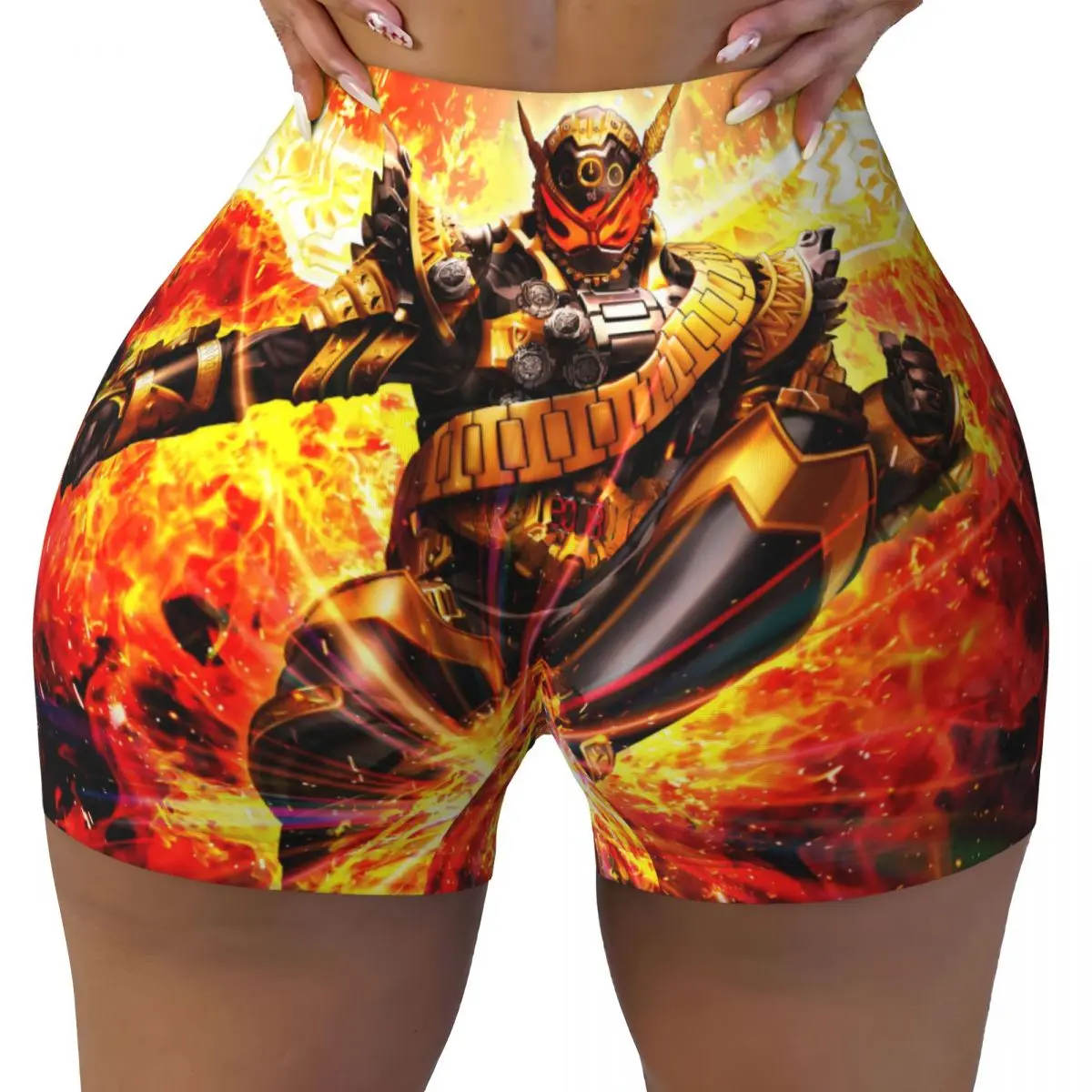 

Custom Kamen Rider Hot Comic Workout Shorts Women's Gym Running Biker Yoga Shorts