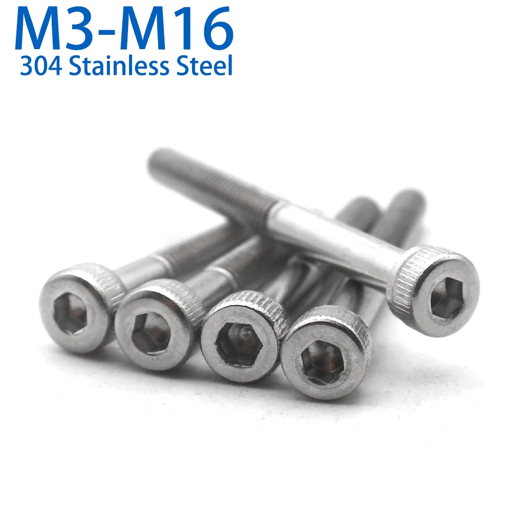 

M3 M4 M5 M6 M8 M10 M12 M14 M16 304 Stainless Steel Half-Thread Hex Socket Screws Extended Cylindrical Head Bolts Cup Head Screws