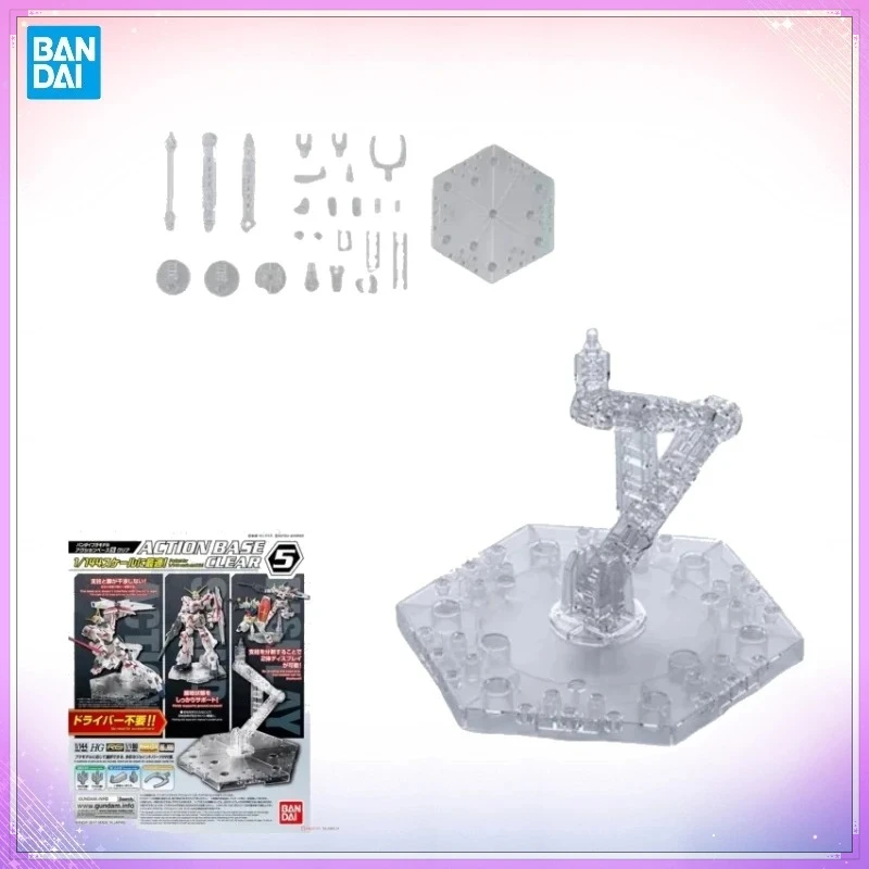 

In Stock Bandai Original ACTION BASE 5 HG/MG Black Transparent Support Action Figure Model Kit Toys Collection Gifts Anime Toy