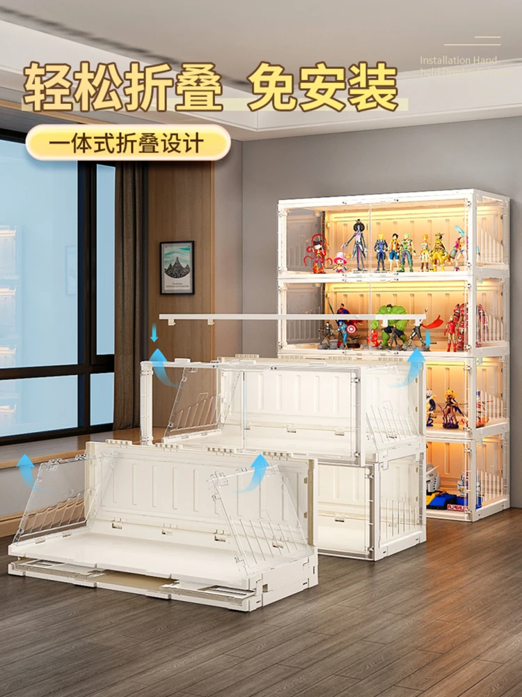 Free installation figure LEGO display cabinet transparent storage with light applicable model building block toy display rack - view 4