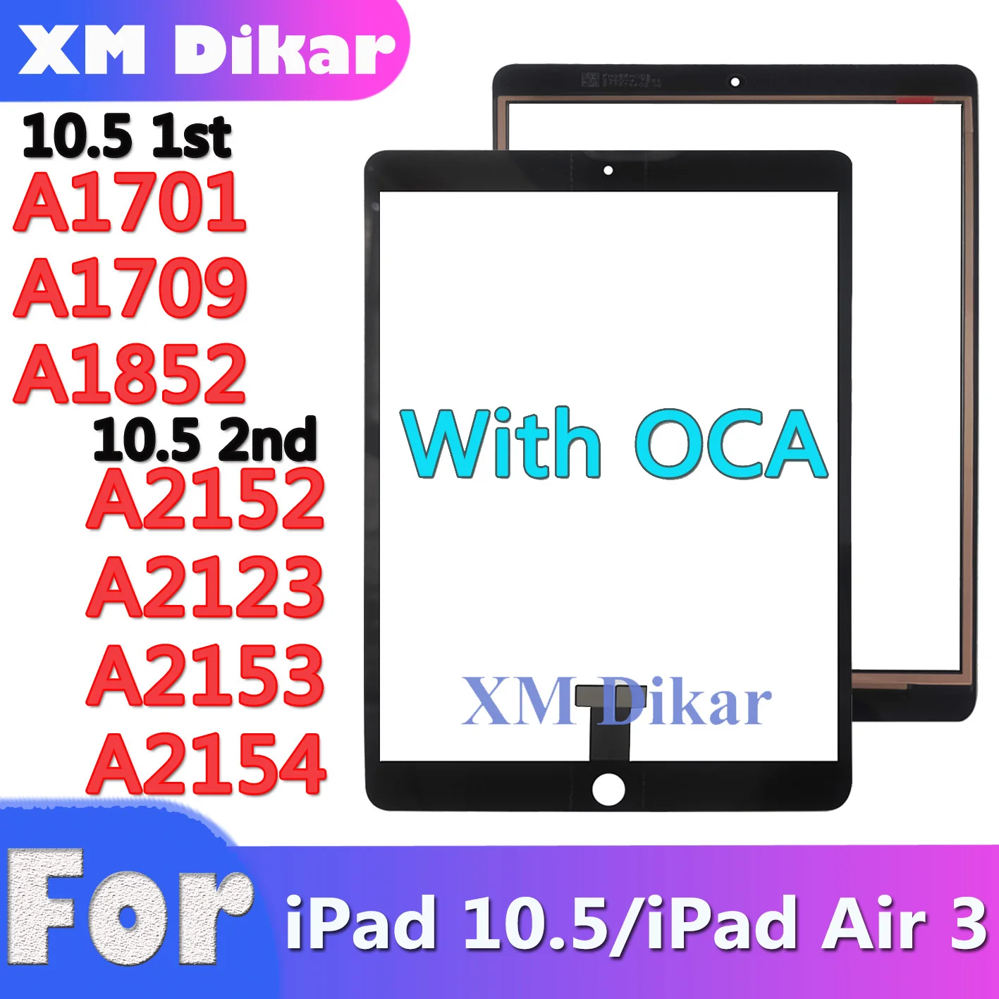 NEW Touch With OCA For iPad Pro 10.5 A1701 A1709 A1852 iPad Air 3 A2152 A2123 A2153 A2154 Front Glass Touch Screen Replace