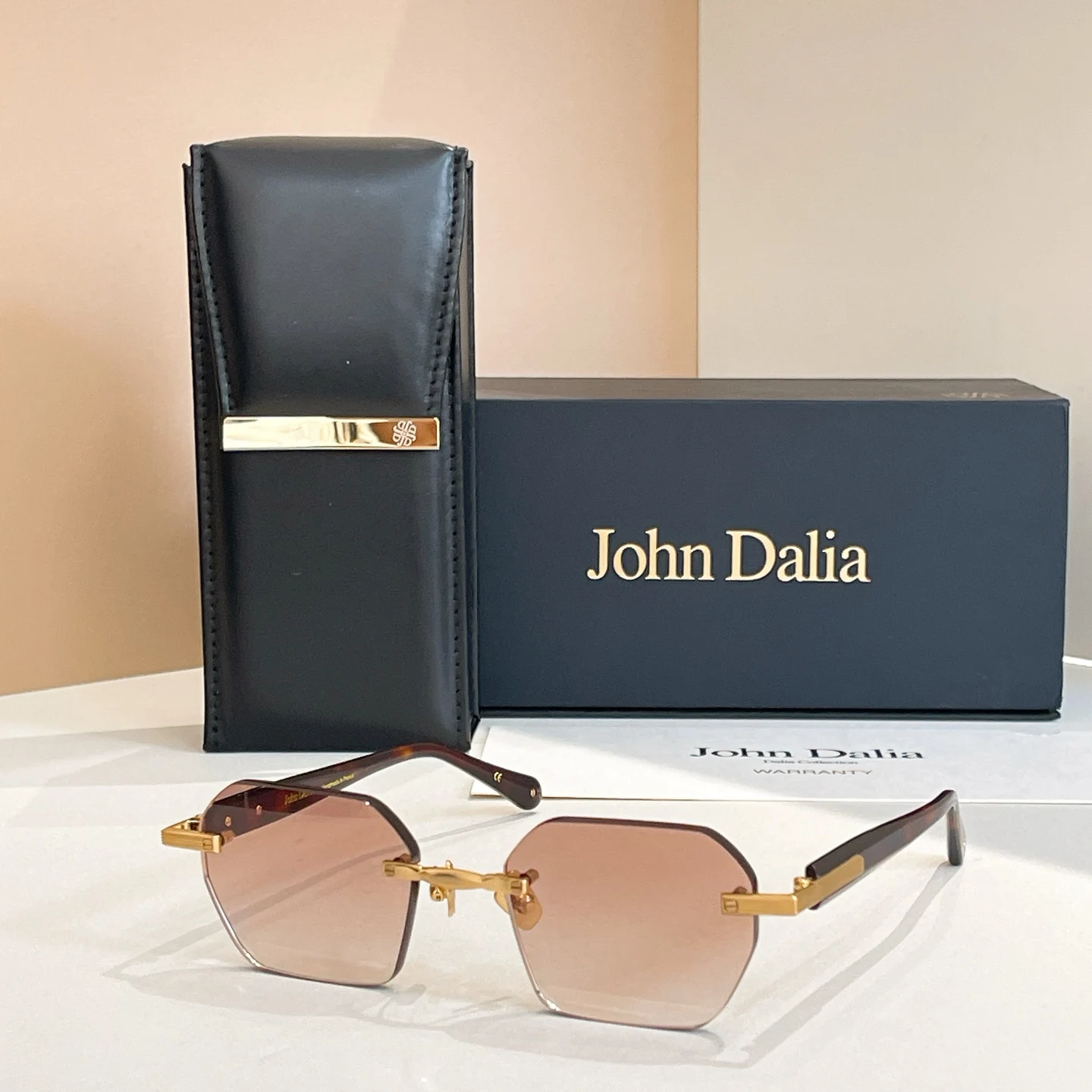 

Original For JOHN DALIA JD MARLON Stylish Tortoise Acetate Frame Men Sunglasses UV400 Boundless Gradient Women Couple Eyewear