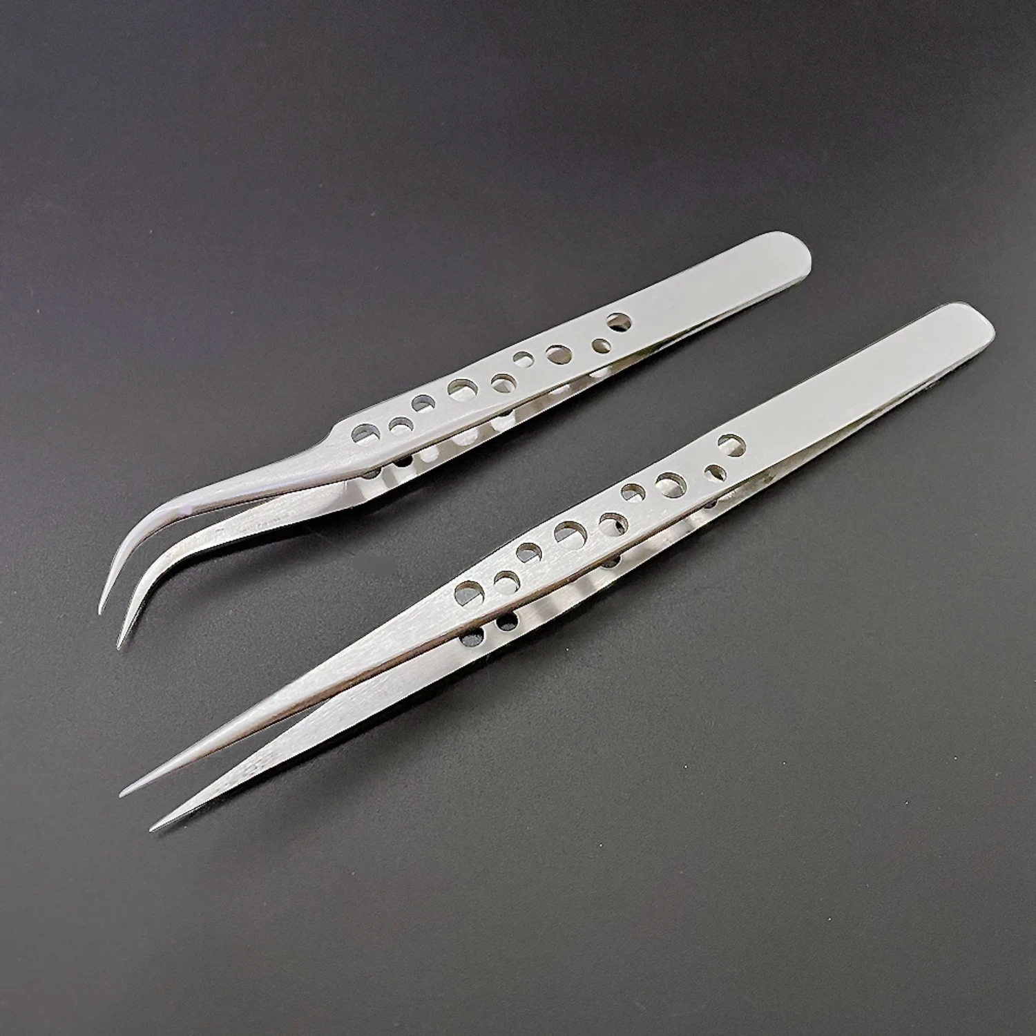 High-Tech Anti-Static Stainless Steel Tweezers - Durable, Reliable, and High Precision Curved Straight Tip - Ideal for Electroni