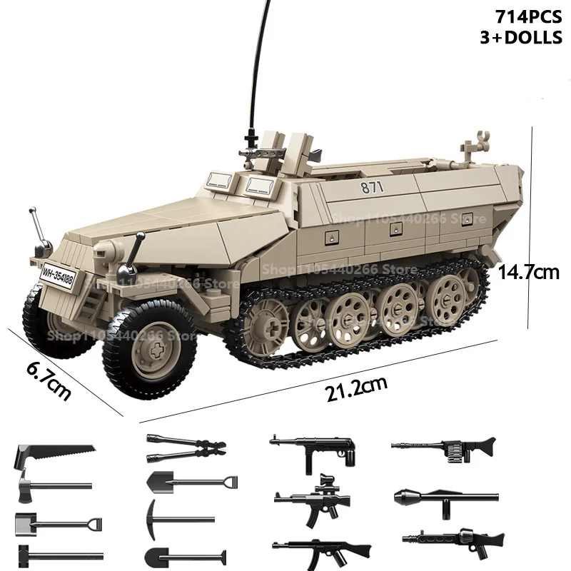 Sd.Kfz.182 Sneeuwbedekte Black Tiger zwaar gepantserde tank bouwstenen rupsvoertuig modelbouwset educatieve bouwset