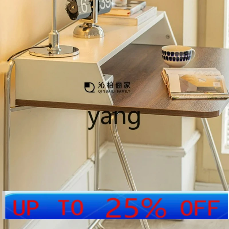 Ltt Nordic Home Desk Light Luxury Stainless Steel Computer Desk Living Room Workbench