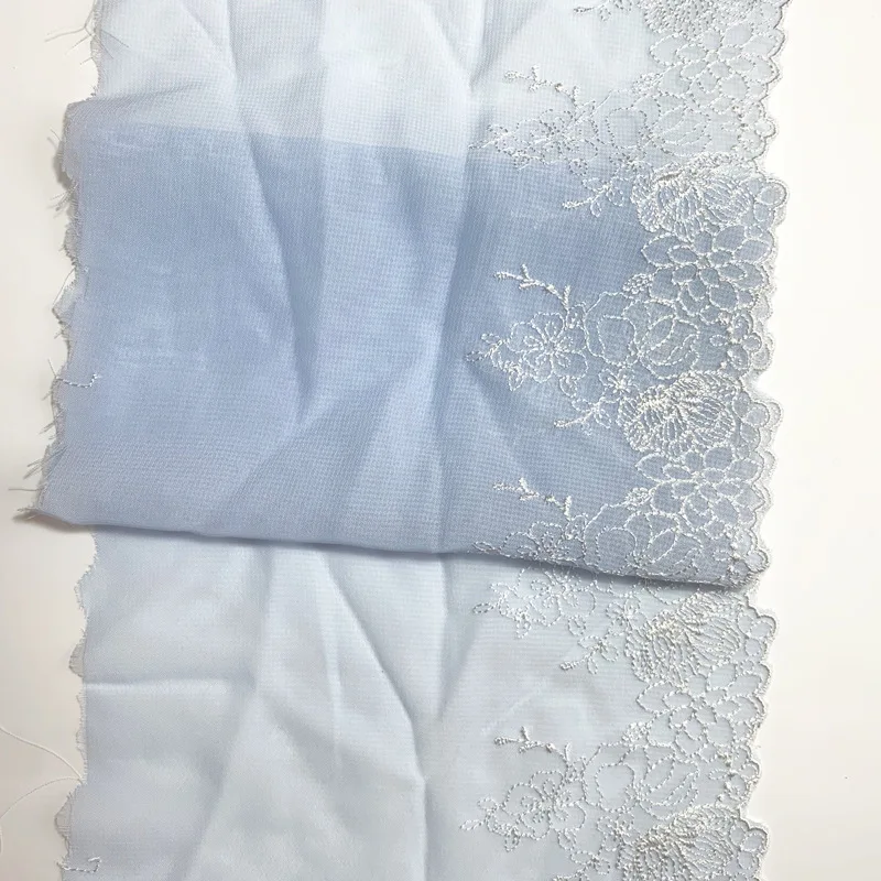 15Yds Light Blue Flowers Embroidered Lace Fabric Mesh Bra Wedding Dress Sewing Underwear Home Textile Trimmings DIY Dropshipping