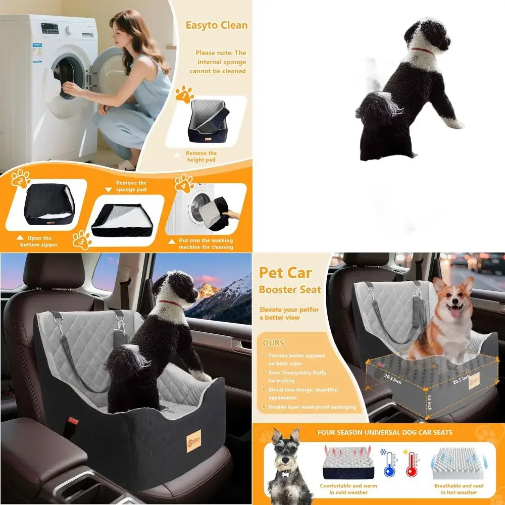 

Сиденье-бустер для домашних животных с пеной с эффектом памяти и бархатом для собак до 40 фунтов, съемное и моющееся, черный/серый