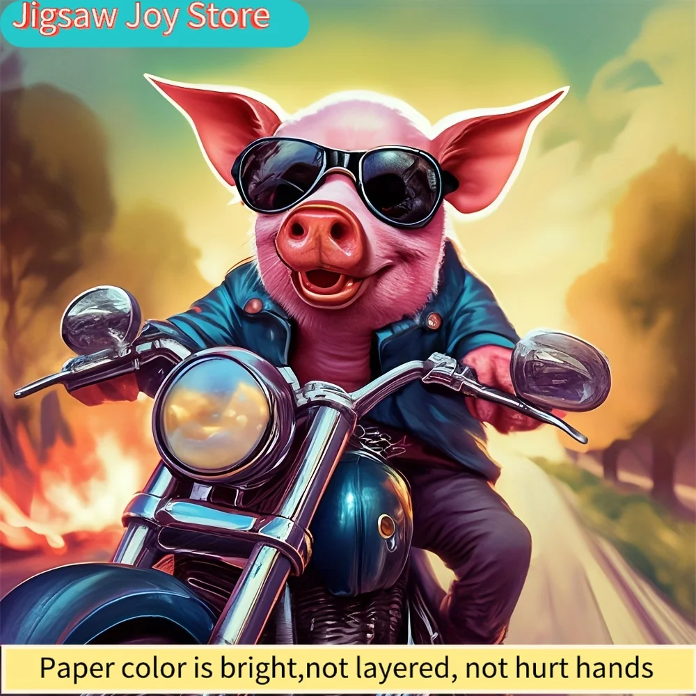 

DIY 5D Diamond Painting Kit - Cycling Pig, Full Drill Round Acrylic Canvas, Embroidery Cross Stitch Art for Home Wall Decor, F