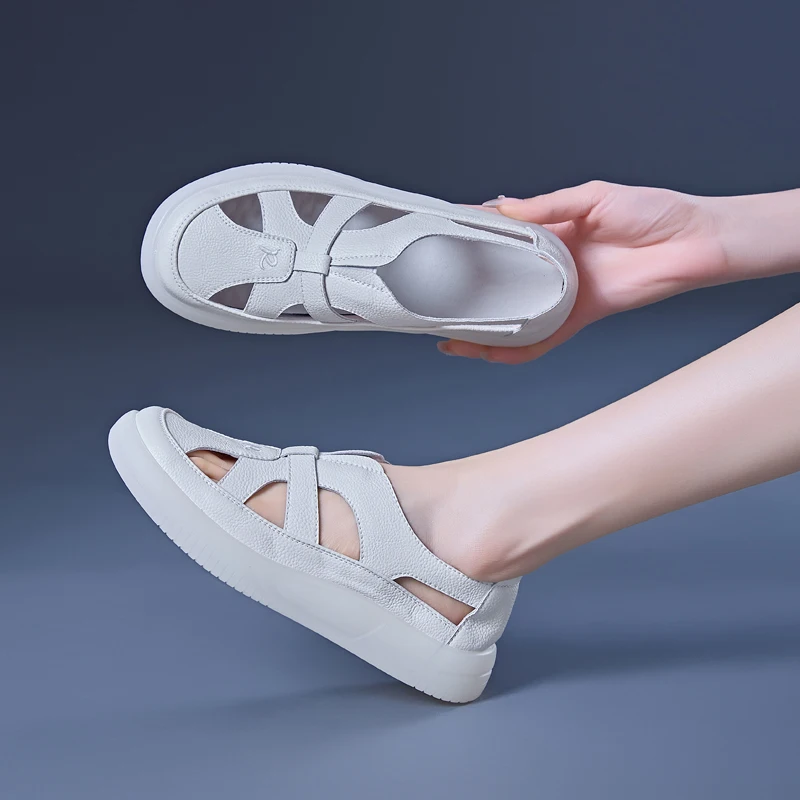 

Women's Sneakers Sandals 2026 Summer New Flat Casual Women's Sandals Large Size Hollow Out Student Sandals For Women