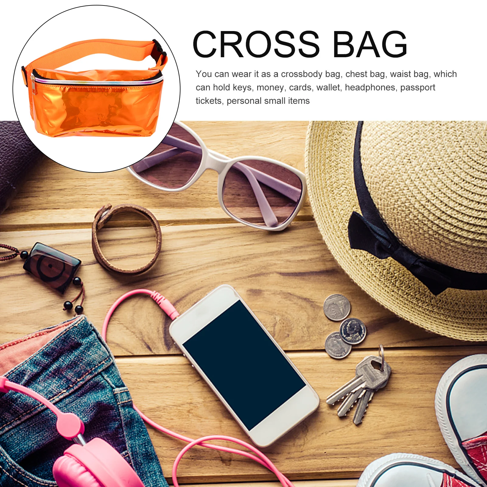 1Pcs Transparent PVC Chest Bag Waist Bag Women Fanny Pack Crossbody Adjustable Clear Waterproof Scratch Resistant