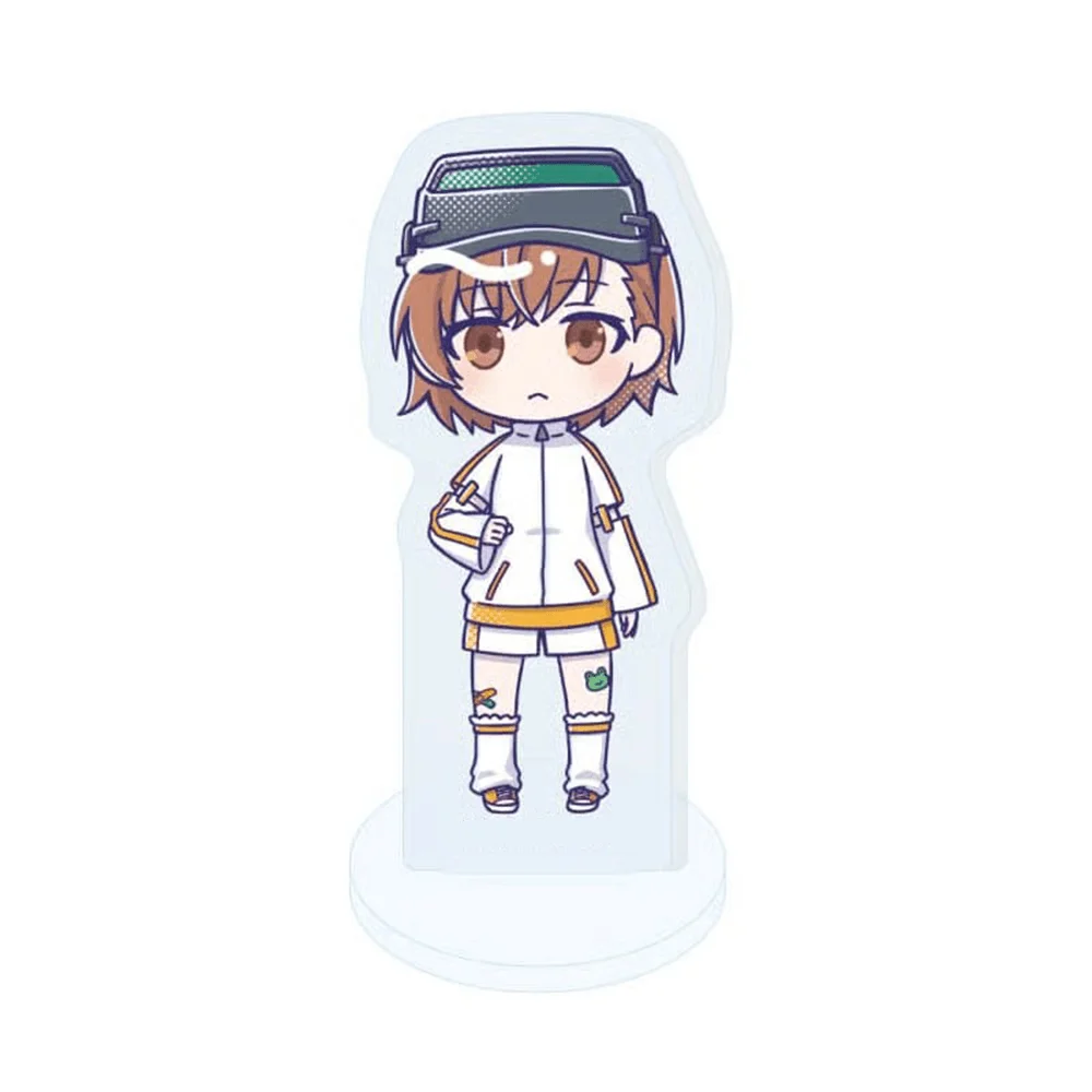 A Certain Scientific Railgun Misaka Imouto 10cm Acrylic Stand Keychain Chibi White Training Suit Visor Desk Ornament Figure