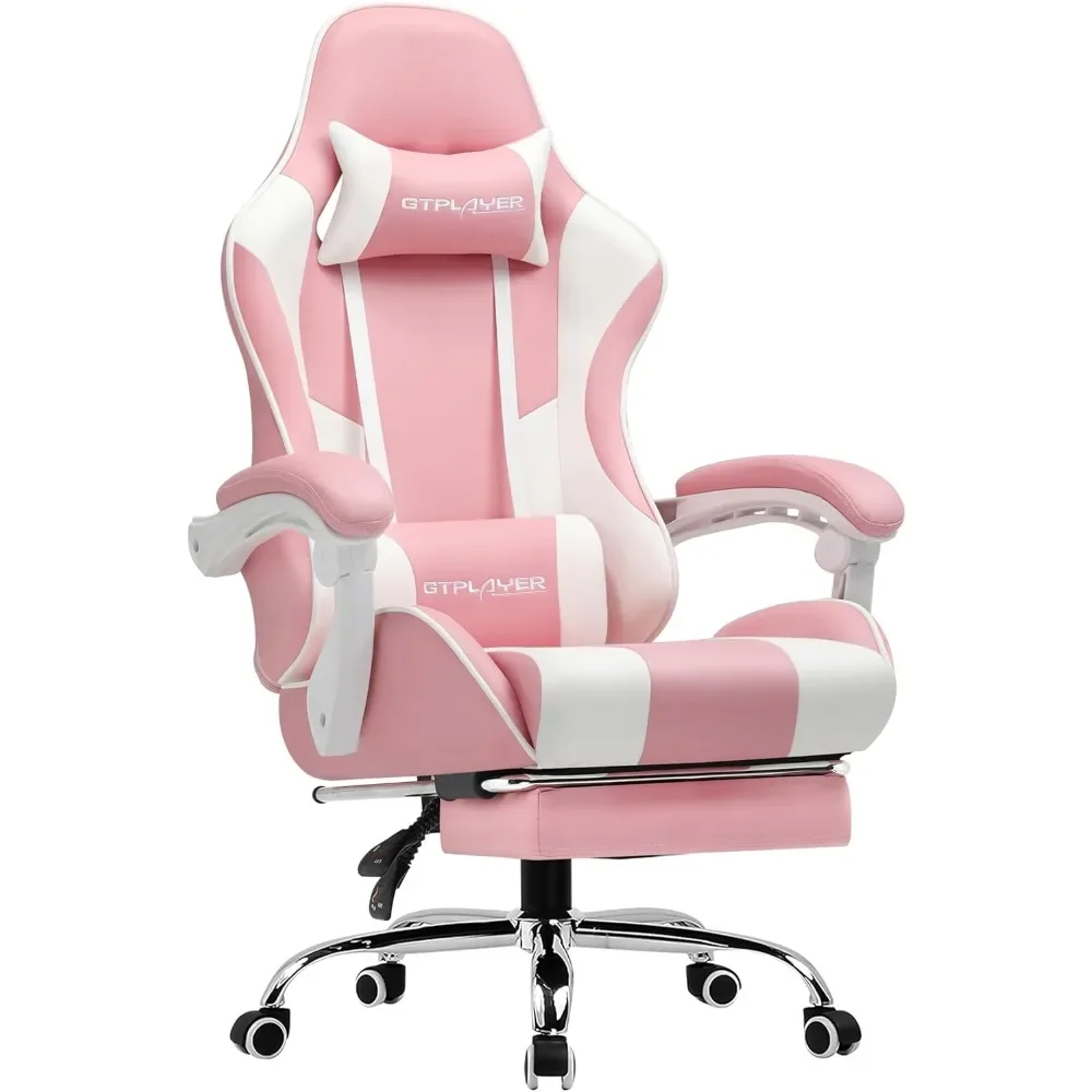 Gaming Chair,Computer Chair with Footrest and Lumbar Support, Height Adjustable Game Chair with 360°-Swivel Seat and Headrest