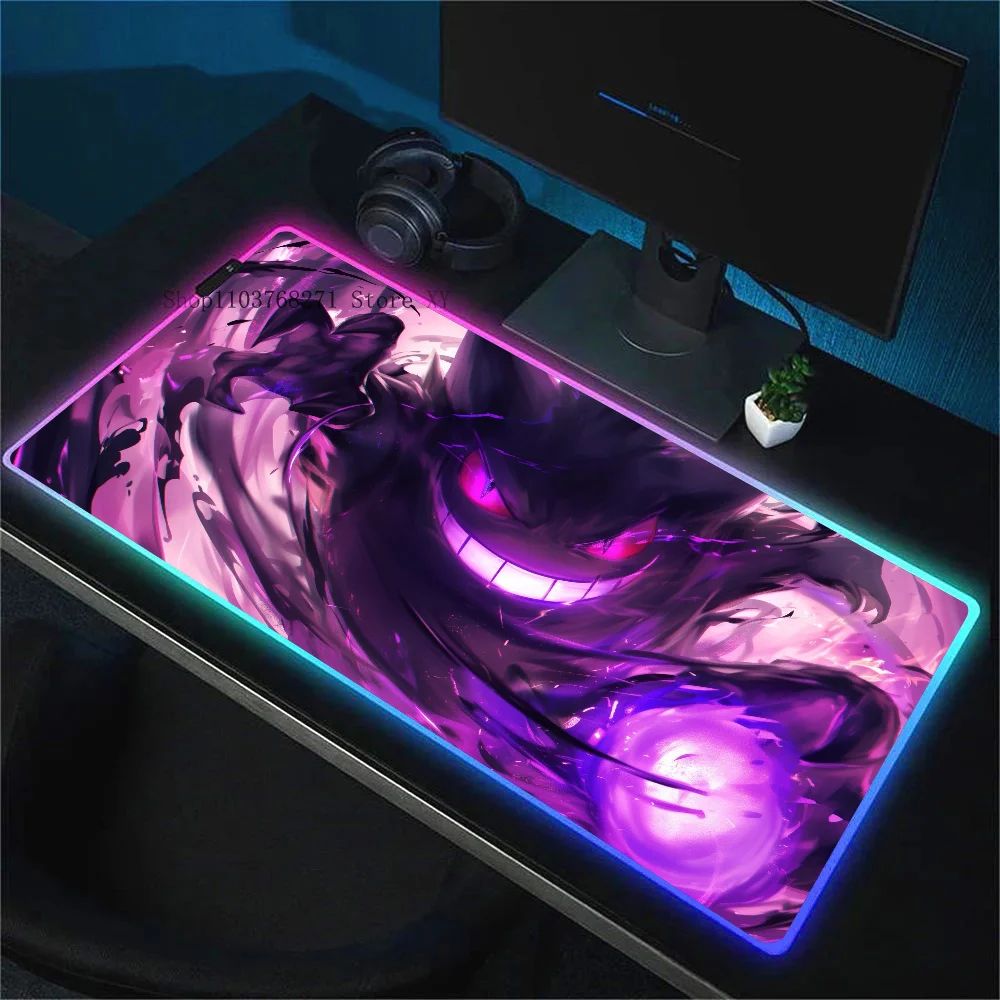 P-Pokemon-Gengar Grande Battle Mousepad XXL RGB Gaming Mouse Pads HD Gamer Accessories Large LED