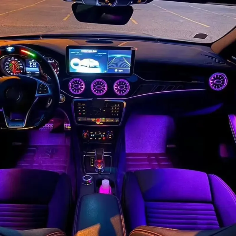 Car Interior Ambient Lighting with 12 Color Decor Atmosphere Light for Mercedes W117 W156 W176