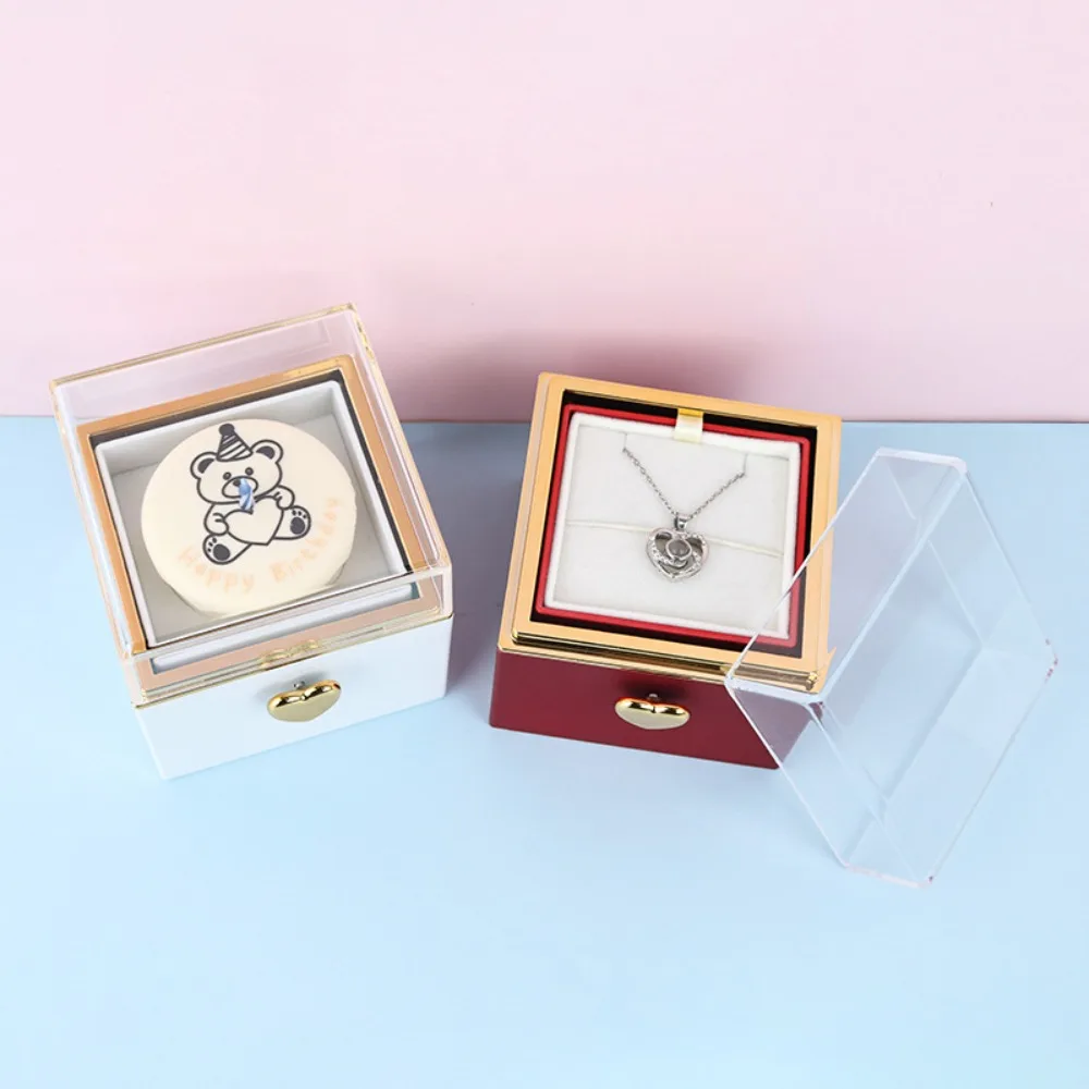 

Valentine Bear Flip Ring Box Storage Box Girlfriend Gift Mini Cake Gift Boxes Ring Display Jewelry Birthday Gift Packaging Box