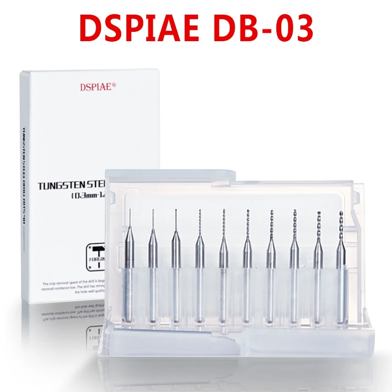 DSPIAE-DB-03 Drill Bit, Tungsten Steel Combo Set, Model Tool, Silver Hand Tool, Hobby Accessory, 0.3-1.2mm, 10Pcs Set