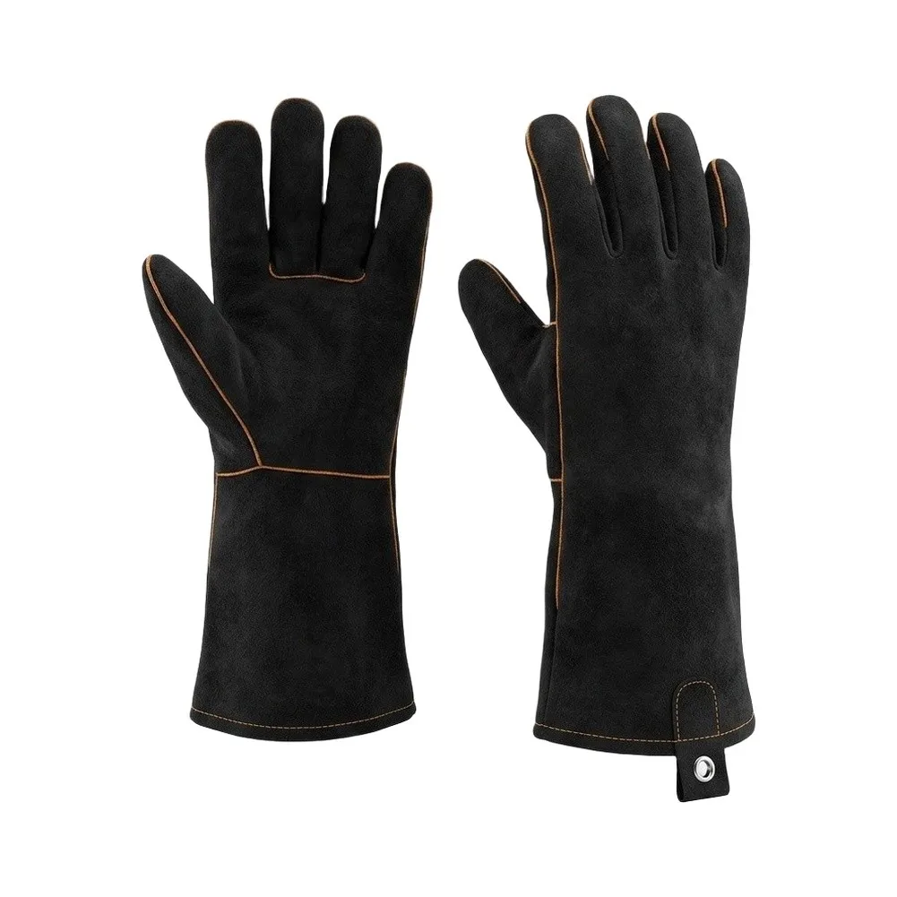 Cowhide and Cotton Welding Gloves 28cm Long for Reliable Heat Resistance in Welding Cutting and Grinding Tasks