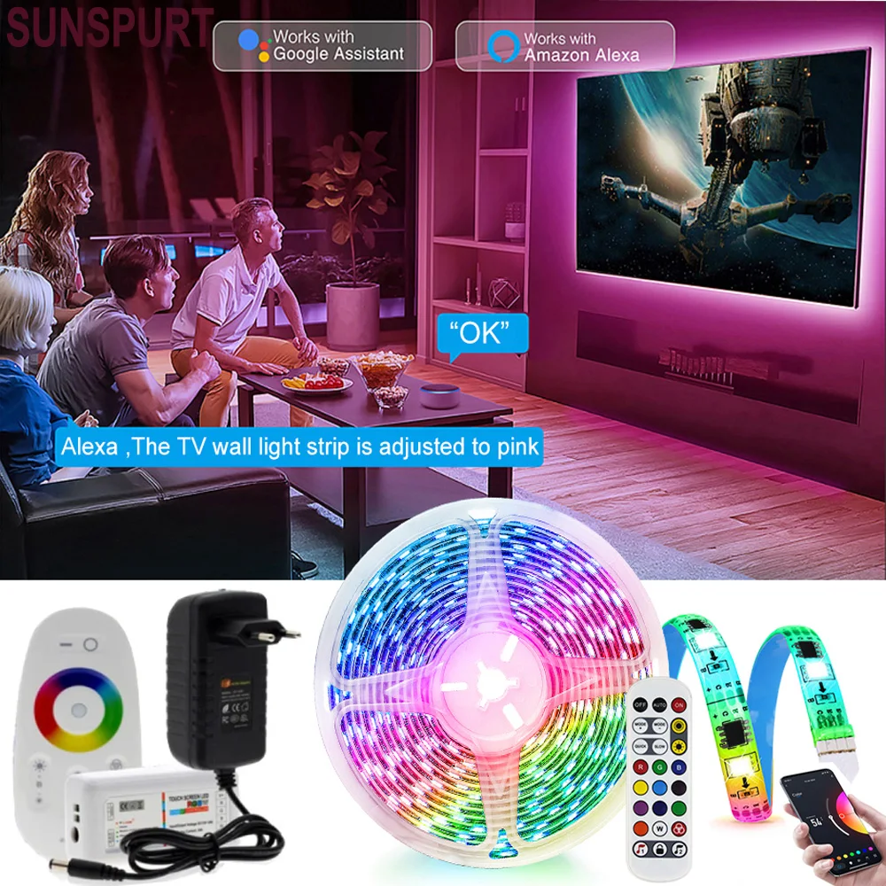 

5-30M LED Strip Lights RGB5050 2811Bluetooth Alexa Smart Control Luces Flexible Lamp Diode Tape For Home Luz Festival Fita Decor