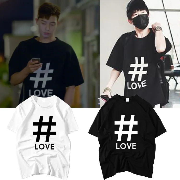 

Loose ort Sve T-irt for Men And Women Yangyang TFBOYS Street Sle Cotton Geometric Print round Ne Casual Fit T-irt