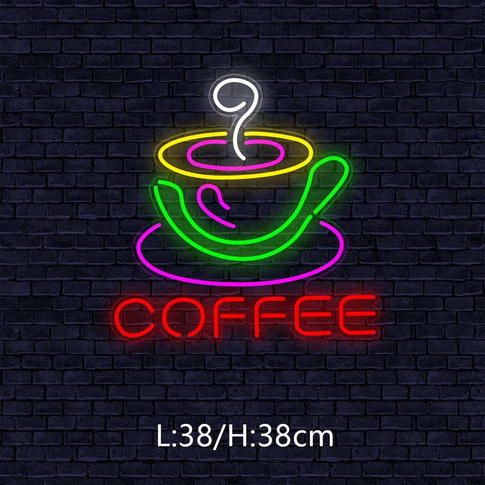 Custom Neon Light Sign LED Lamp Coffee Shop Cafe Sign Bar Store Cup Logo Handmade Indoor Business Advertisement Night Lamp