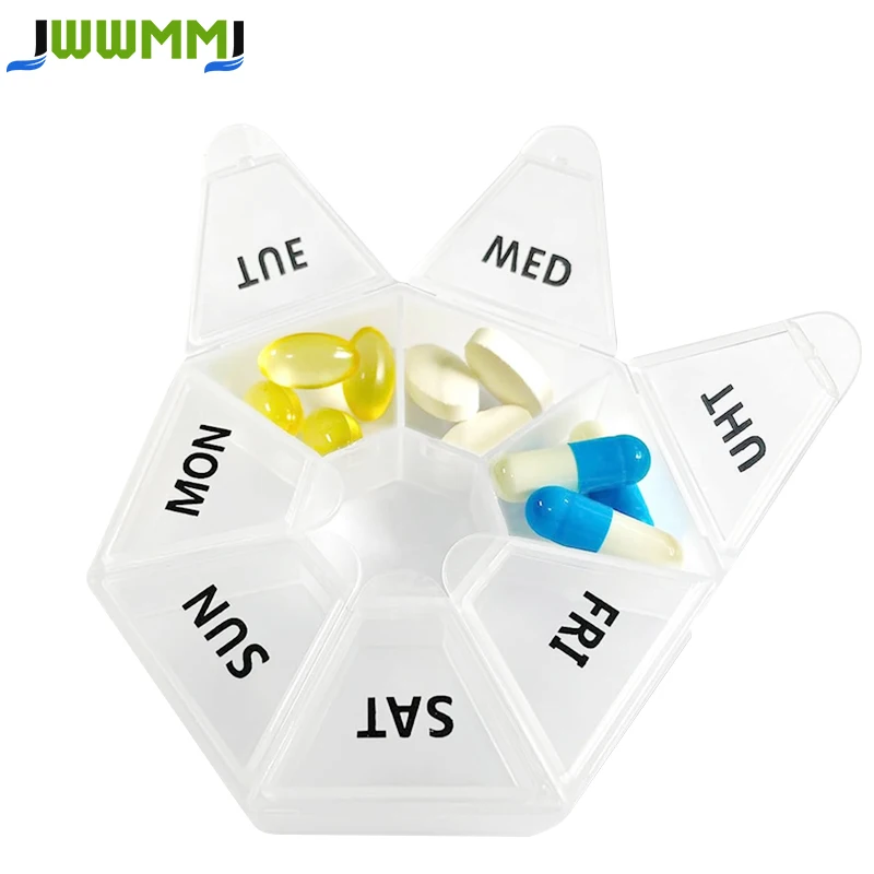 1Pcs Pill Box 7 Days,Pill case,Once a Week Travel Pill Box Organizer,Portable Pocket Pill Box Dispenser,Simple Style