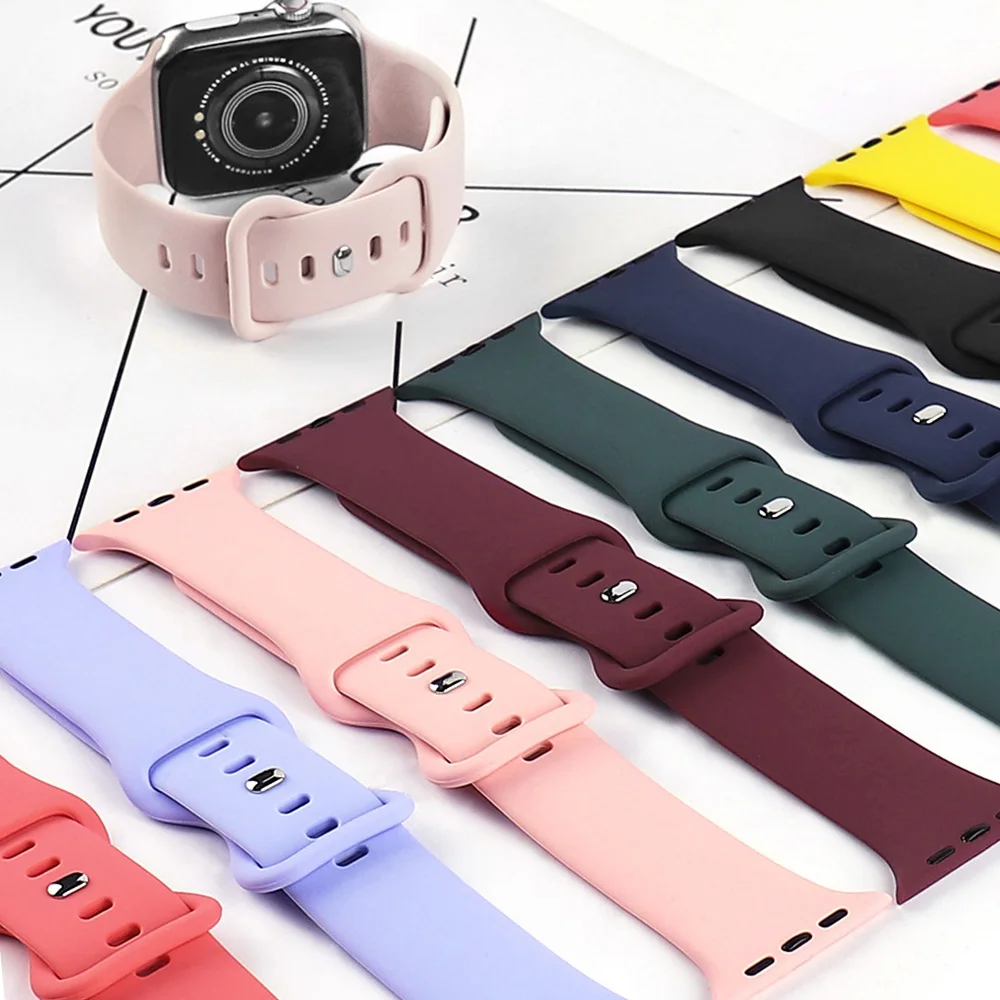 

Silicone sport band For apple watch Ultra 49mm series 9-8-7 41mm 45mm 44mm 40mm 46mm correa bracelet iwatch 10 6 5 4 SE 3 Strap