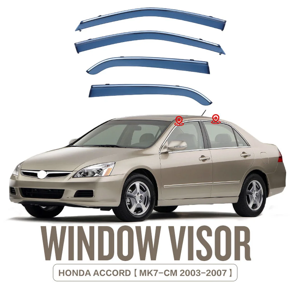 

Chrome Strips Rain Guards for HONDA ACCORD 7th Generation 2003-2008 Window Visor Wind Deflectors Door Visor Vent