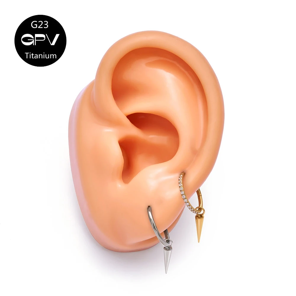 G23 F136 Titan Ohrringe Spitze Anhänger DIY Herren und Damen Perforierter Schmuck 18g 16g 14g Closed Loop Nasenmembran Ring – Detail 6