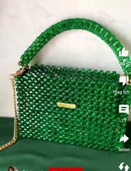 Handmade Bead Bag Hand-Woven Celebrity Beading Handbags Unique Design Ladies Party Bag Top-handle Phone Purses and Handbags