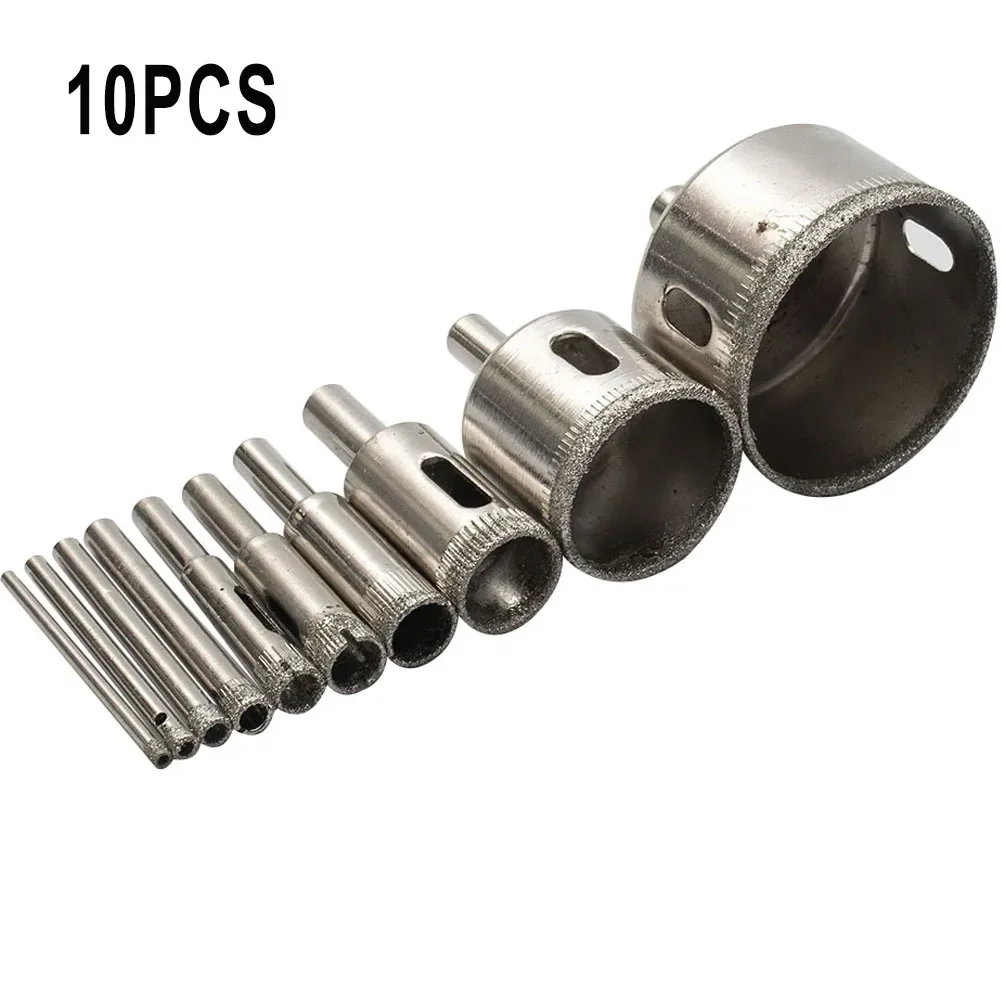 10pcs 3-50mm Diamond Glass Marble Drill Core Hole Saw Opener Ceramic Marble Tile Opening Woodworking Tool Glass Drill Bit Set