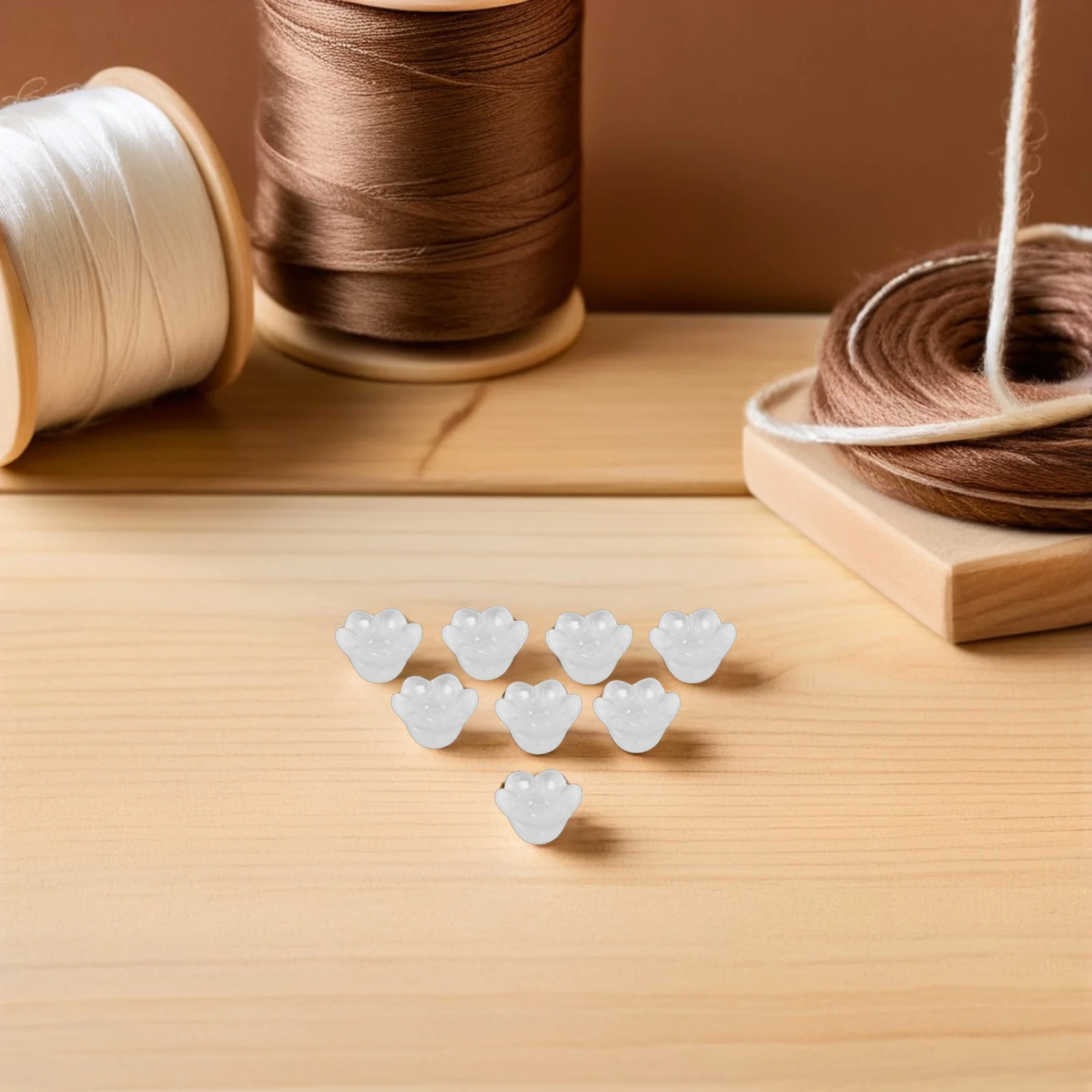 

300Pcs White Bellflower Handmade Glass Beads Floral Jewelry Craft Beads Tassels Hairpin Flower Earring Charms Decorative