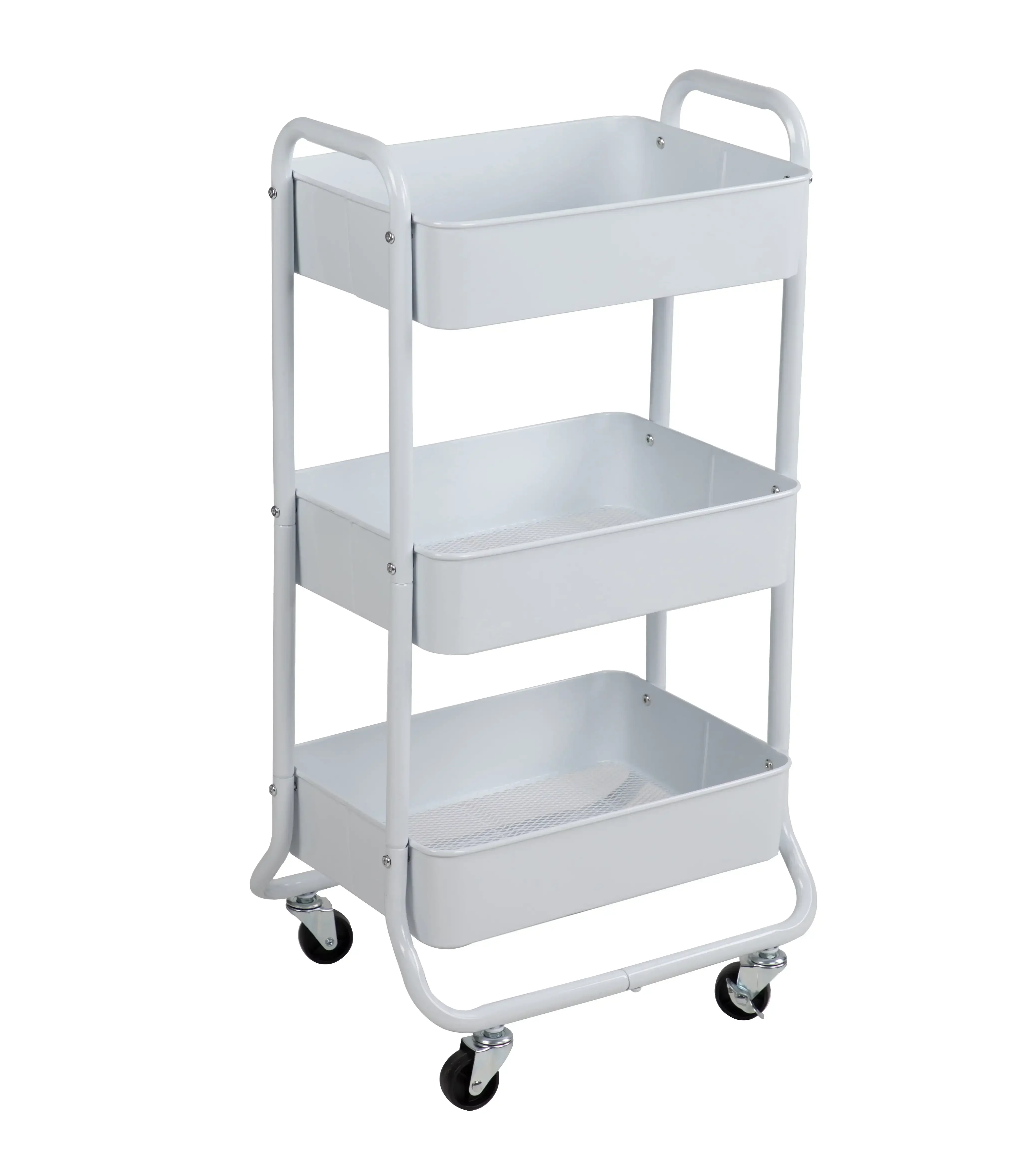 NEW 3 Tier Metal Utility Cart, Arctic White, Laundry Baskets, Easy Rolling, Adult and Child