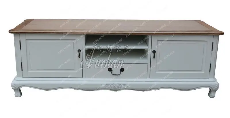 Solid wood antique furniture country Louis style TV cabinet low cabinet